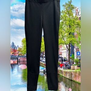 Express Black Seamed Twill Ponte Knit Skinny Ankle Zip Leggings Pants Si…